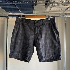 Vintage Y2K Grey and White Ezekiel Button up Preppy Gold Plaid Shorts